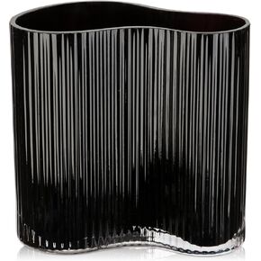 مزهريات زجاجية مضلعة للزهور، مزهريات زهور سوداء للقطع المركزية، مزهرية زجاجية مستطيلة مقاس 7.3 بوصة، مزهرية طاولة مزخرفة لغرفة المعيشة، وطاولة الطعام، والمدخل، والوشاح، والرف، والزفاف in Kuwait