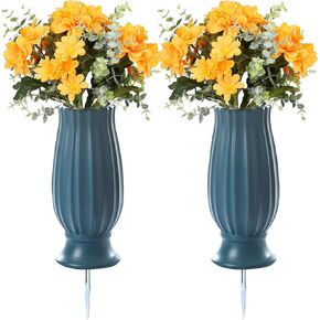 2 Pcs Cemetery Vases with Spikes,Grave Vases for Cemetery with Metal Spikes and Drainage Holes,Cemetery Vases for Headstones Memorial Gifts Loss of Loved One
