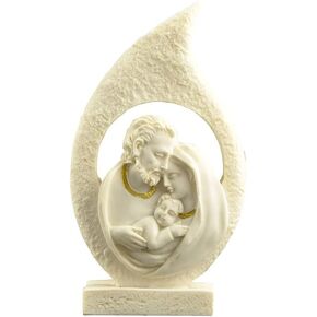 Cici & Jimmy's Retro Holy Family Figurine 4.72" Tall Imitation Sandstone Texture Resin Craft Christmas Nativity Scene Decoration Holiday Sculpture in Saudi Arabia