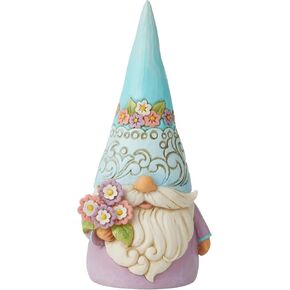 Enesco Jim Shore Heartwood Creek Gnome Holding Flowers Figurine- Resin Hand Painted Collectible Decorative Figurines Home Decor Sculpture Shelf Statue Room Office Desk Gnomes Collection Gift, 7 Inch