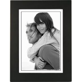 Malden 5x7 Picture Frame - Wide Real Wood Molding, Real Glass - Black