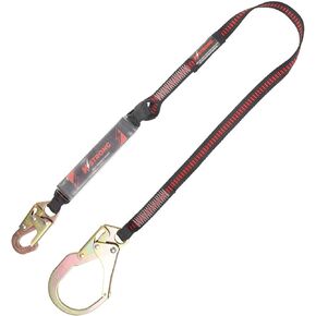 UFL201111 Clear Pack Design Shock Absorbing Lanyard with Steel Snap Hook and Rebar Hook, ANSI Compliant, 6-Ft, Black/Red