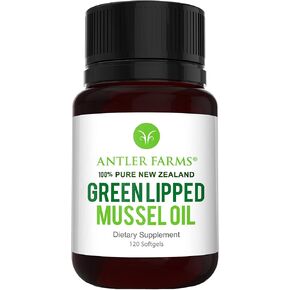 Antler Farms - 100% Pure New Zealand Green Lipped Mussel Oil, Equiv. to 12,500mg, 120 Softgels - Powerful 125:1 Extract, 2 Month Supply