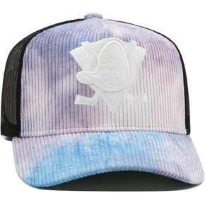 Mitchell & Ness Anaheim Mighty Ducks NHL Spring Time Cordury Trucker Snapback Hat Cap Tie-dye