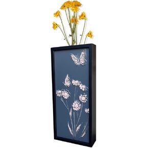 Wall Hanging Vase for Artificial Flowers and Plants Wildflowers with Butterflies Rustic Country Farmhouse Decor… (2 pcs, White Silver)…