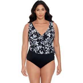 Longitude Women's Swimwear Side Tie Draped Surplice One Piece Swimsuit