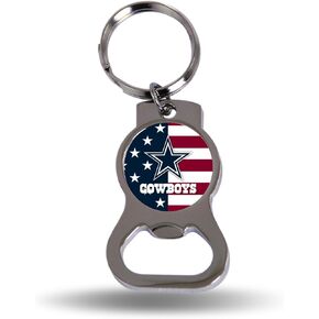 Rico Industries NFL Football Dallas Cowboys Patriotic Metal Keychain - Beverage Bottle Opener With Key Ring - Pocket Size