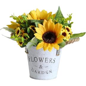 Potted Artificial Sunflowers Bonsai Silk Sunflower with Pot Fake Flower Arrangements for Home Office Restaurant Table Windowsill Decor