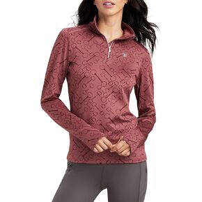 Ariat Female Prophecy 1/4 Zip Baselayer Wild Ginger Bit Jaquard X-Small