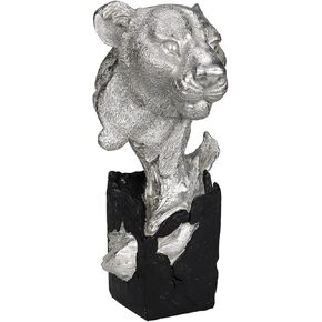 Black Cheetah Head Statue Resin Panther Leopard Bust Decor 4" L X 9.2H Nice Collectible Figurines and Gift for Table Top in Home,Office, Study Room, Living Room…