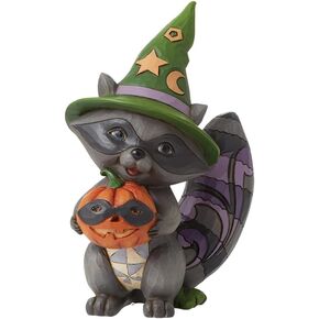 Enesco Jim Shore Heartwood Creek Four Seasons Halloween Maskerade Racoon with Pumpkin Figurine, 5.9 Inches, Stone Resin