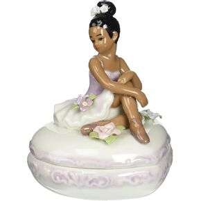 Cosmos 10599 Fine Porcelain African American Ballerina on Purple Box, 3-5/8-Inch
