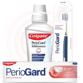 Colgate PerioGard Gum Protection Toothpaste 90g and MouthWash 250ml with Perioguard Toothbrush Helps Fight Plaque Dual active Formula Helps to Keep Gums Healthy
