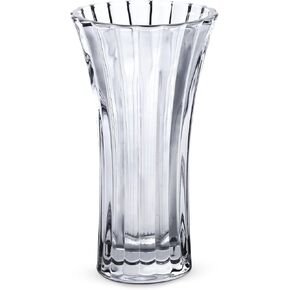 Royal Imports Flower Rose Vase Crystal-look Glass, Clear Modern Decorative Centerpiece Large Opening, Wedding Table Bouquet, Living Room Gift - Stripe Design