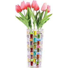 Handcrafted Woven Style Crystal Vase: an Elegant Glass Plant Vase, 7.7 Inches, Perfect for Floral Displays, Centerpieces, Weddings, Housewarming Gifts, and Home Decor(Model A)