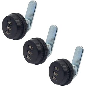 Puyueo 3 Digital combination Cabinet lock Combination Cam lock Cabinet Password lock code lock 3 packs (Black, 20mm)
