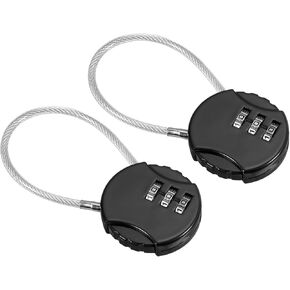 PATIKIL Combination Lock 4.7 Inch, 3 Digit Outdoor Waterproof Code Padlock with Wire Rope for Luggage Gym Locker Fence Toolbox Backpack, Black