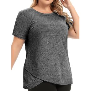FOREYOND Women's Plus Size Workout Tops Workout Sport Tee Loose Fit Athletic Yoga Tops Running Short Sleeve Shirts