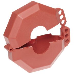 Accuform KDD470 STOPOUT Gate Valve Lockout, Fits Valve Handle Diameter 1" to 2-1/2", Hinged Plastic Clamshell Housing, Red