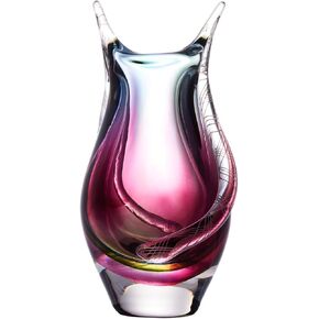 Luxury Lane Hand Blown Sommerso Art Glass Teardrop Vase for Decor 8 inch tall Centerpiece Table Decoration
