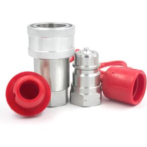 1/2" NPT Thread Hydraulic Quick Connect Couplings Ball Locked Fitting Female and Male with Dust Caps Compatible Parker 6600 Series