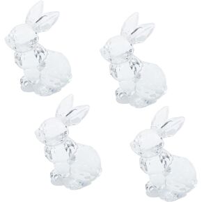 TOYANDONA 4pcs Cute Crystal Animals Bunny Rabbit Figurine Crystal Rabbit Ornament Statue Animal Collectible Home Decor
