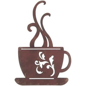 Red Rustic Metal Coffee Cup Wall Art Decor for Kitchen Home Restaurant Vintage Cafe Coffee Shop Bar Sign Decor Hanging Decorations