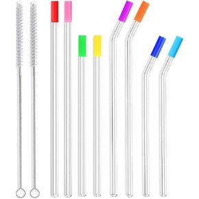 عبوة من 8 شفاطات زجاجية رفيعة مقاس 7 مم من ALINK، شفاطات شرب نحيفة شفافة قابلة لإعادة الاستخدام لأكواب RTIC/YETI سعة 20 أونصة و30 أونصة، وتيرفيس، وبرطمانات ماسون مع فرشتي تنظيف و8 أطراف من السيليكون in Kuwait