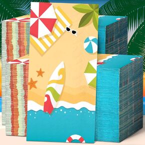 Spiareal 200 Pcs Summer Beach Napkins Disposable Hand Towels for Bathroom Decorative Beach Dinner Napkins Beach Guest Napkins Paper Hand Towels for Summer Wedding Party Bridal Supplies (Beach)