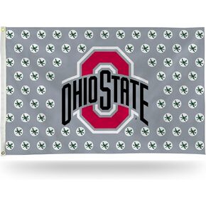 Rico Industries NCAA Ohio State Buckeyes Flag 3' x 5' Gray Banner Flag - Single Sided - Indoor or Outdoor - Home Décor Made