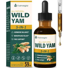 Wild Yam Liquid Drops, Natural Herbal Extract for Hormone Balance, Menopause Relief & PMS Support. 2oz