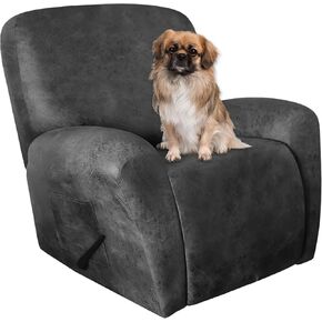 Recliner Chair Covers Leather Like, 4 Pieces Lazy Boy Recliner Cover for Recliner Chair, Soft Sofa Slipcover Furniture Protector Washable Sofa Cover for Pets Kids (X-Large, Light Gray)