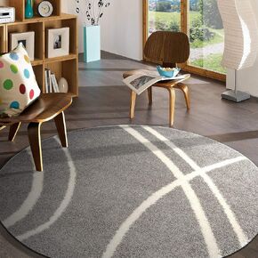 Rugshop Cozy Contemporary Stripe Perfect for Living Room,Bedroom,Home office Non-Shedding Plush Shag Area Rug 3'3" X 5' Gray-White