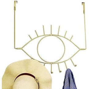 PandS Over The Door Hooks Angel Eye Bathroom Hook,7 Hooks Gold Metal Over Door Hanger,Hanging Towels Hat Purses - Sturdy Iron Over The Door Coat Rack
