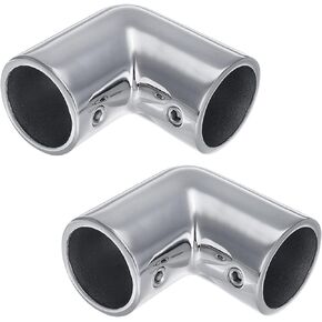 Handrail 2-Way Pipe Fitting Elbow,AICWIOO 90 Degree Pipe Connector 316 Stainless Steel Marine bimini top hardware tube connector Spare Part for 1 inch O.D. Tubing(2 PCS)