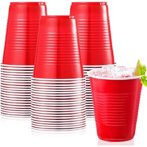 50 Count Party Cups 18 Ounce Disposable Plastic Cups for Wedding Birthday Party Beverage Drinking Water Cups for Indoor Outdoor Event Bachelorette Camping (Pink and White)