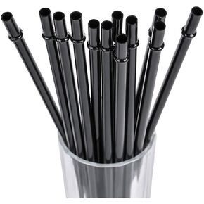DAKOUFISH 6 Inch 7 Inch 8 Inch 9 Inch 10 Inch 11 Inch Black Reusable Plastic Drinking Straws for 6oz-40oz Jars/Tumblers,Dishwasher safe,12Pcs With One Cleaning Brush (Black straws,Mix size)
