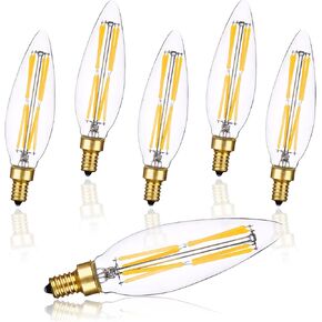 Edison Light Bulbs E12 Dimmable Candelabra LED Light Bulbs 100W Equivalent，B11 High Brightness Daylight White 5000K，Clear Glass，6 Pack