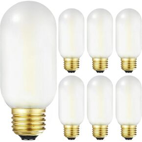 Leools E26 LED Bulb 4W Equivalent e26 led Bulb 40 Watt Dimmable Warm White 2700K E26 Frosted Edison Bulb AC120V 400lm Tubular T14 T45 LED Bulb for Pendant, Sputnik,Vanity,Chandeliers Pack of 6