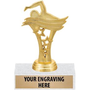 6" Gold Classic Swim Trophies - Custom Swimming Trophy Awards Prime
