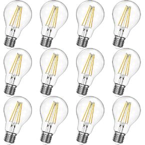مصابيح إضاءة LED شفافة A19 قابلة للتعتيم بقدرة 60 وات مكافئة، 2700 ك لمبات إضاءة بيضاء دافئة ناعمة 6 وات E26 قاعدة، مصابيح إديسون العتيقة لغرفة المعيشة وغرفة النوم في الهواء الطلق، 6 عبوات in Saudi Arabia