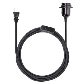 kwmobile Plug-in Light Cord - 20ft Long Fabric Pendant Lamp Cable with Plug, E26 Socket - for Hanging DIY Ceiling Lighting - White