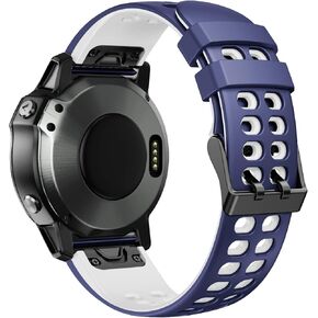 Compatible with Garmin Fenix 6/Fenix 5 plus Watch Band, 22mm Quickfit Soft Waterproof Silicone Watch Strap for Fenix 5/ Fenix 6 pro/Fenix 7/Forerunner 935/945, Instinct 2/Approach S60/S62/Instinct 2,Black-grey