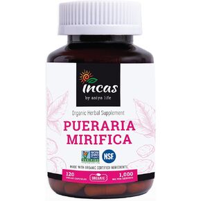 INCAS Organic Pueraria Mirifica 500mg Root Extract Powder Vegan Capsules from Thailand Non GMO Verified Promotes Women's Health, Organic Natural Herbal