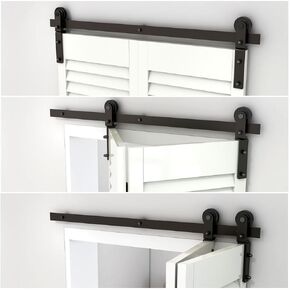 36" Bifold Barn Door Hardware Kit,3FT Heavy Duty Track Roller Kit for Max 16"x 2 Doors,Smoothly and Quietly,Easy to Install,No Door Panel,Black