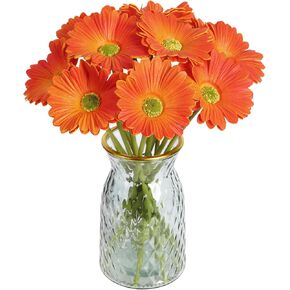 IPOPU Daisy Flowers Artificial,20PCS Orange Flowers Gerbera Daisy Fake Daisies for Wedding Party Office Home Decorations(Orange)