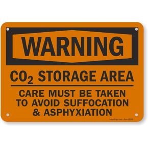 SmartSign "Warning - CO2 Storage Area - Avoid Suffocation" Sign | 7" x 10" Aluminum