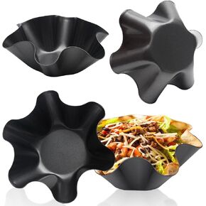 EKDJKK Taco Salad Bowl Maker Molds, 4 Packs Non Stick Carbon Steel Baking Bowls Tortilla Bowl Maker Shell Pans Taco Shell Maker, 16.5x7.5x6cm