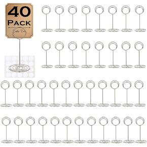 40 Pcs Table Number Holders Place Card Holder, 3.3 Inch Picture Holders for Tables Name Cards Photo Menu Memo Clips Sign, Ideal Table Number Stands for Wedding, Birthday Anniversary Party, Restaurant
