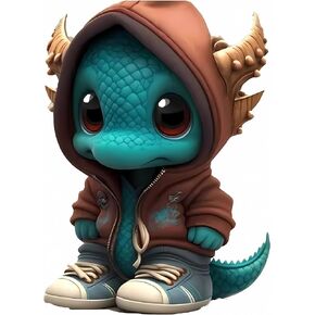 Cartoon Cool Dragon Figurines Statues - Cute Baby Dragon Ornament - Resin Mini Home Desk Office Garden Decor - Funny Gift for Friends, Relative (C)